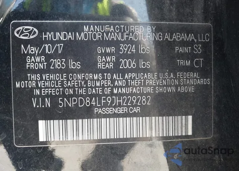 2018 Hyundai Elantra Sel из США, поврежденный, VIN 5NPD84LF9JH229282